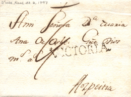 D.P. 10. 1797. VILLARREAL A Azpeitia. Marca VICTORIA (PE3). Preciosa Y Muy Rara. Peso= 15 Gramos. - ...-1850 Voorfilatelie