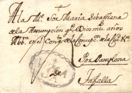 D.P. 10. 1761. VITORIA A Tafalla. Marca VIZCA/ YA Orlada (PE 7) En Negro. Muy Bonita Y Muy Rara. Peso= 15 Gramos. - ...-1850 Voorfilatelie