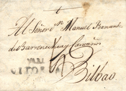 D.P. 10. 1803. Pamplona A Bilbao. Marca VARL/ VITORIA (PE 4) De Villarreal Estampada En Tránsito En Tinta De... - ...-1850 Prephilately