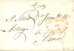 D.P. 10. 1840. ZUMAIA A Elorrio. Marca VERGARA DE GUIPUZCOA En Rojo. Bonita Y Muy Rara. Peso= 15 Gramos. - ...-1850 Prephilately