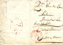 D.P. 9. 1847. Carta De Pozo De Urama (Palencia) A San Mamés (Cantabria). Baeza Palencia Y Al Dorso Marca... - ...-1850 Préphilatélie