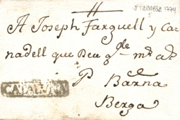 D.P. 5. 1774. Carta De Tàrrega A Berga. Rara. Peso= 15 Gramos. - ...-1850 Préphilatélie