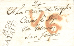 D.P. 5. 1804. Carta Circulada A San Felipe. Marca M.29 CATALUÑA. Peso= 15 Gramos. - ...-1850 Prephilately