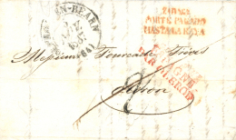 D.P. 4. 1837. Carta De Zaragoza A Olorón (Francia). Muy Bonita. Peso= 15 Gramos. - ...-1850 Voorfilatelie