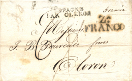 D.P. 4. 1824. Carta De Zaragoza A Francia. Bonita. Peso= 15 Gramos. - ...-1850 Prephilately