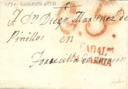 D.P. 2. 1831. Envuelta Circulada De Guadalajara A Torrecilla De Cameros. Marca P.E. 5 En Rojo. Peso= 15 Gramos. - ...-1850 Prephilately