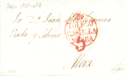 D.P. 1. 1838. Envuelta Circulada De Toledo A Mora. Marca P.E. 8 En Rojo. Peso= 15 Gramos. - ...-1850 Prephilately