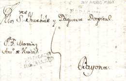 D.P. 1. 1817. Carta De Madrid A Bayona. Marca P.E. 76 En Negro. Peso= 15 Gramos. - ...-1850 Prephilately