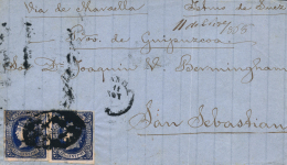 FILIPINAS. Ø 19(2) En Frontal Circulado De Manila A San Sebastián, El 11/1/1868. Mat. Parrilla... - Philipines