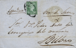 FILIPINAS. Ø 2 (Antillas) En Envuelta De Manila A Bilbao, El 9/12/1857. Mat. Parrilla Colonial Y Fechador... - Philipines