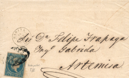 CUBA. Ø 7F. 1861 (11 OCT). Rara Envuelta De La Habana A Artenisa. Falso Postal (Guerra Tipo III Y Navarro... - Cuba (1874-1898)
