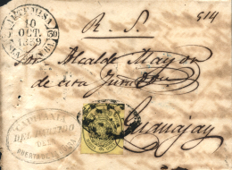 CUBA. Ø 6. 1859 (10 OCT). Puerto De La Guïra A Guanajay. Mat. Parrilla Colonial. En El Frente Fechador... - Cuba (1874-1898)