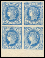 ANTILLAS. (*) 10. Prueba En Bloque De 4 Color Azul. Peso= 15 Gramos. - Spanish Guinea