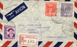 .Ø 48, 54 Y 55 En Carta Circulada Por Certificado De Canillo A Checoslovaquia. Al Dorso Tránsitos Y... - Unused Stamps