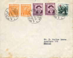 46(2), 48(2) Y 1102 (España) En Carta Circulada De Andorra La Vella A Madrid, El Año 1953. Ligeras... - Unused Stamps