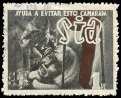 SIA. 1 Pta. G.G. 576. Matasellos Muy Ligero. Rara. Peso= 15 Gramos. - Spanish Civil War Labels