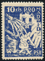 MADRID. Pro Madrid. P.S.U. 10 Cts. 2 Viñetas, Color Rojo Y Azul. Calidad Regular. Raras. Peso= 15 Gramos. - Spanish Civil War Labels