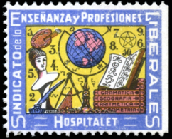 HOSPITALET. Viñeta "Sindicato De La Enseñanza Y Profesiones Liberales". Sofima 15. Rara. Peso= 15... - Spanish Civil War Labels