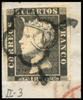 1A (tipo 3). 4 Ctos. Sobre Pequeño Fragmento De Carta. Peso= 15 Gramos. - Autres & Non Classés