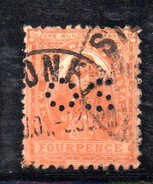 T1741 - NEW SOUTH WALES 4 Pence Wmk Crown On  A  Used . Punctured OS. - Gebraucht