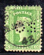 T1746 - NEW SOUTH WALES 3 Pence    Used . Punctured OS. - Oblitérés