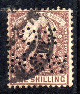 T1753 - NEW SOUTH WALES 1 Shilling  Used . Punctured OS NSW - Usados
