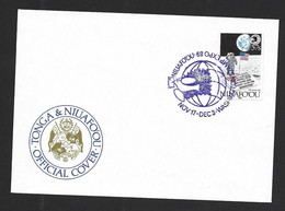 Tonga Niuafo'ou 1989 Moon Landing Single On Cover , Special Washington Expo Cds - Tonga (1970-...)