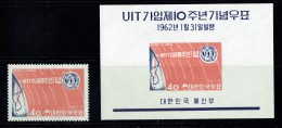 1962  UIT - Carte- Timbre Et Blocs-feuillets * MH - Corée Du Sud