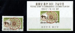 1964  Plan Colombo  - Carte- Timbre Et Blocs-feuillets * MH - Korea (Zuid)