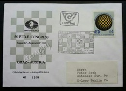 Austria 56th FIDE Congress 1985 Indoor Games (stamp FDC) -addressed - Autres & Non Classés