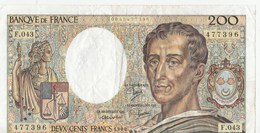 BILLET 200 FRANCS MONTESQUIEU - 200 F 1981-1994 ''Montesquieu''