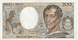 BILLET 200 FRANCS MONTESQUIEU - 200 F 1981-1994 ''Montesquieu''