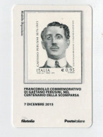 TESSERA  FILATELICA  2015  GAETANO  PERUSINI  CENTENARIO SCOMPARSA    2 SCAN    BARRE 8056 - Philatelic Cards