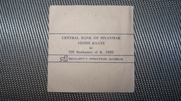 Central Bank Money Band From MYANMAR / BIRMA - For 100.000 Kyats 100x1000 Notes - Zonder Classificatie