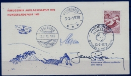 Czeslaw Slania. Greenland 1970. Michel 66 On Cover: Dog Sledge Post. Seldom Signing. - Cartas & Documentos
