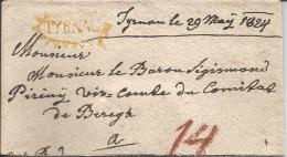 1824 - TYRNAU, Umsclag Geschnitten,  4 Scan - ...-1850 Prephilately