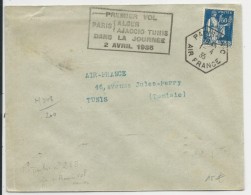1935 - POSTE AERIENNE - ENVELOPPE Par AVION De PARIS Pour AJACCIO (CORSE) - 1° VOL "PARIS ALGER AJACCIO TUNIS" - 1960-.... Covers & Documents