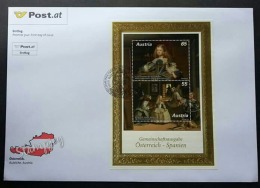 Austria - Spain Joint Issue - Painting Princess Margarita Teresa And The Maids Of Honour 2009 (miniature FDC) - Autres & Non Classés
