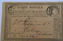 CARTE PRÉCURSEUR De NEUFCHATEL Pour GUIBRAY FALAISE Affranchissement Type Cérès Avril 1876 - Precursor Cards