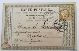 CARTE PRÉCURSEUR De CAMBRAI Pour NÉGOCIANT EN VINS A BORDEAUX Affranchissement Type Cérès Juillet 1873 - Precursor Cards