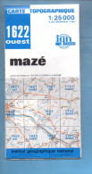 Carte IGN - 1622 Ouest - Mazé - 25 000 - Randonnée - Topographische Karten
