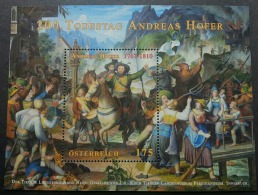 Austria 200th Anniversary Of The Death Of Andreas Hofer 2010 (miniature Sheet) MNH - Sonstige & Ohne Zuordnung