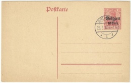 Belgium 1917 German Occupation Postal Card - Armée Allemande