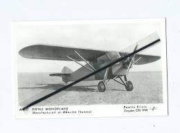 Carte -  AM55 - Potez Monoplane- Manufactured At Méaulte (Somme )  Avion Aviation - Meaulte