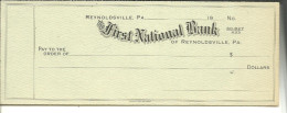 Chèque Vierge The FIRST NATIONAL BANK Of Reynoldsville - Chèques & Chèques De Voyage