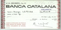 Chèque Bancaire BANCA CATALUNA De 1979 - Chèques & Chèques De Voyage