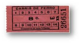 Carris De Ferro - 8 Centavos - Tramway Ticket - Serie En - Lisboa Portugal - Europa