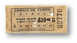 Carris De Ferro - $20 - Inspector's Chopping 28 - Tramway Ticket - Serie Ap - Lisboa Portugal - Europa