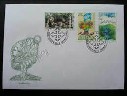 Liechtenstein Red Cross 1995 Flower Mountain River People (stamp FDC) - Storia Postale