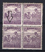 Hungary 1916. Reaper ERROR - R Character Is Bad, See The Scan, 4-blocks, MNH (**) - Abarten Und Kuriositäten